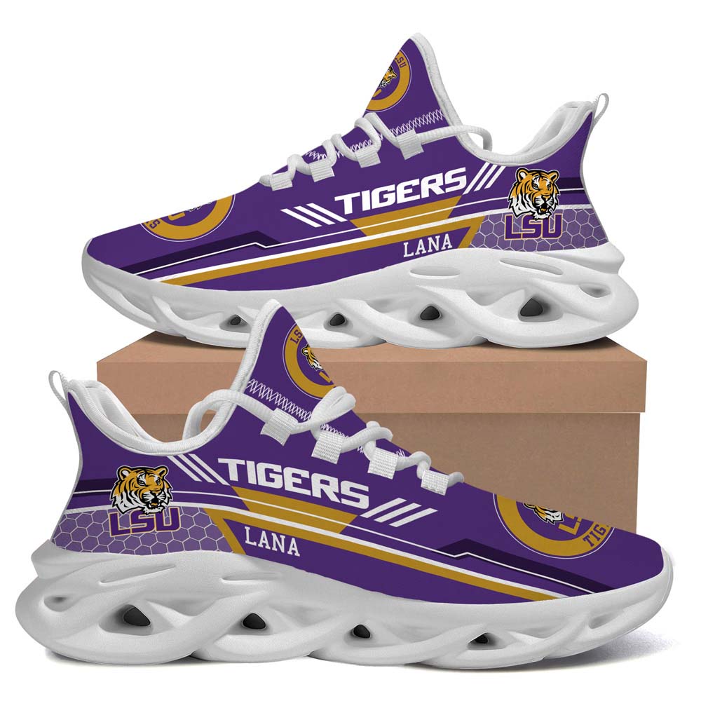 LSU Tigers Clunky Luxury NCAA Custom Name For Sport Lover Max Soul Sneaker Running Sport Shoes