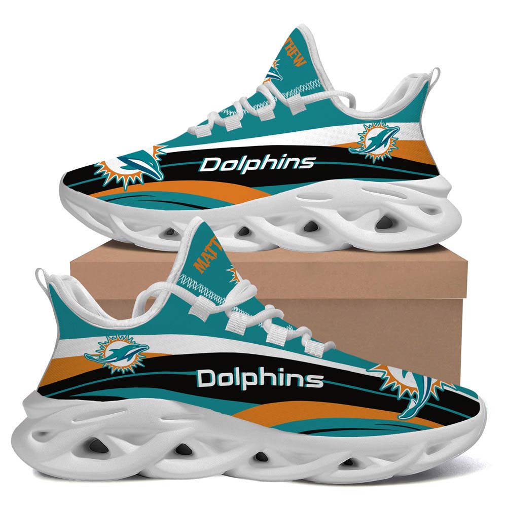 Miami Dolphins Clunky Luxury NFL Custom Name For Sport Lover Max Soul Sneaker Running Sport Shoes