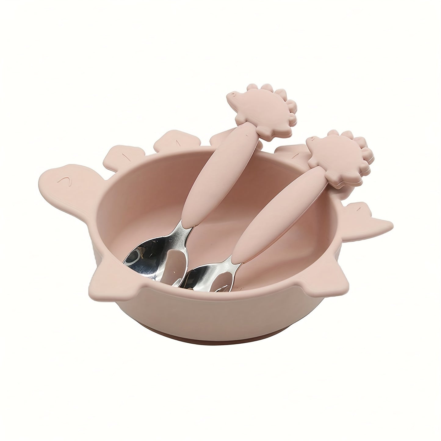 3pcs Dinosaur Cutlery Set Baby Toddler Silicone Suction Cup Bowl Food Grade Baby Special Food Supplement Bowl