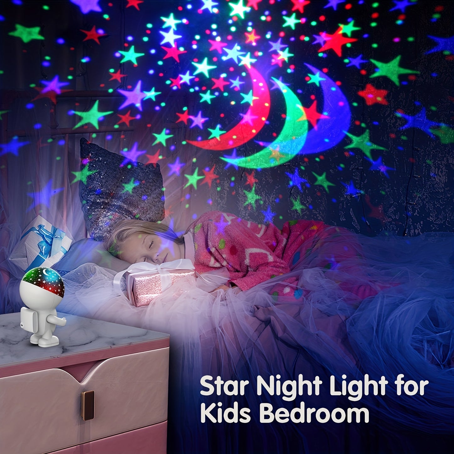 1pc Astronaut Projection Lamp, Children's Night Light, Star Night Light For Kids Bedroom, 360° Rotation