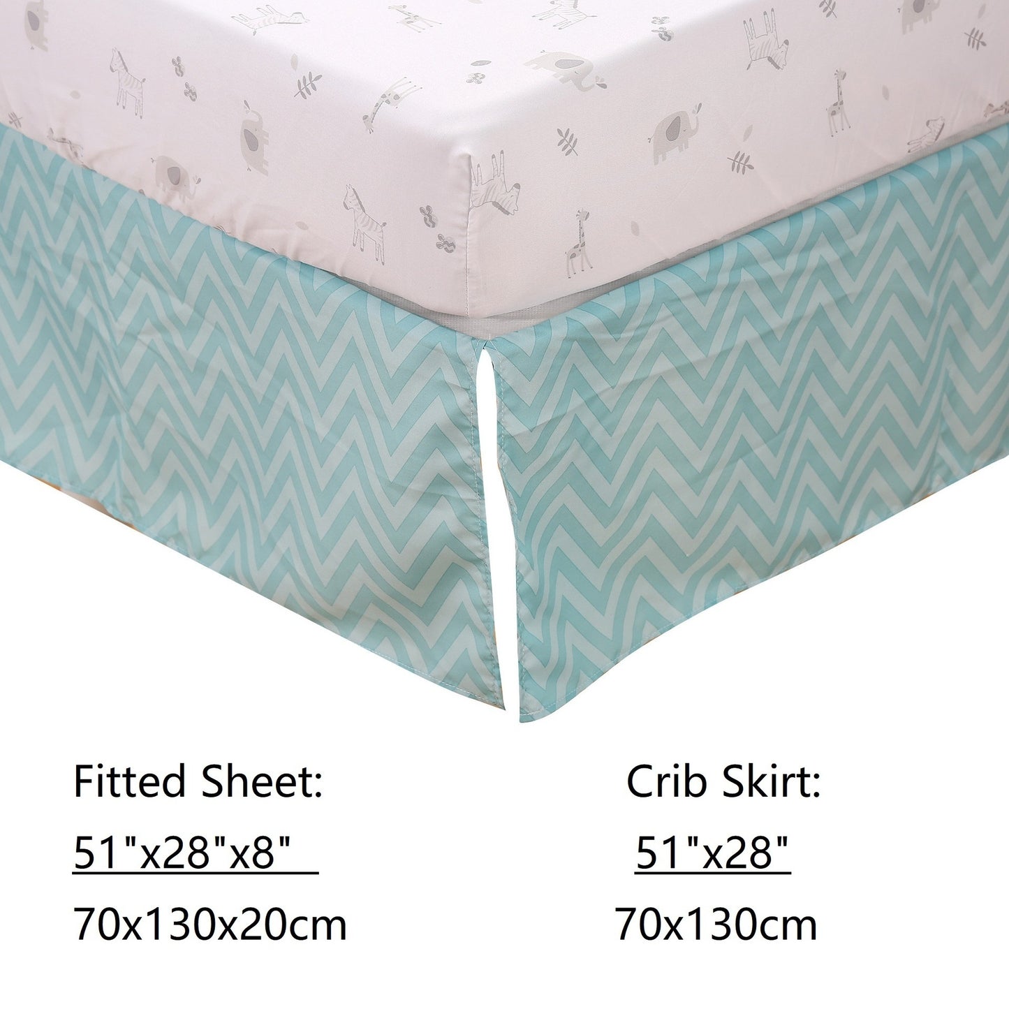 3pcs\u002Fset Giraffe Zebra Print Crib Bedding Set, Baby Bedding Set For Girl Boy Baby Crib Bedroom(1*Crib Skirt + 1*Quilt + 1*Fitted Sheet)