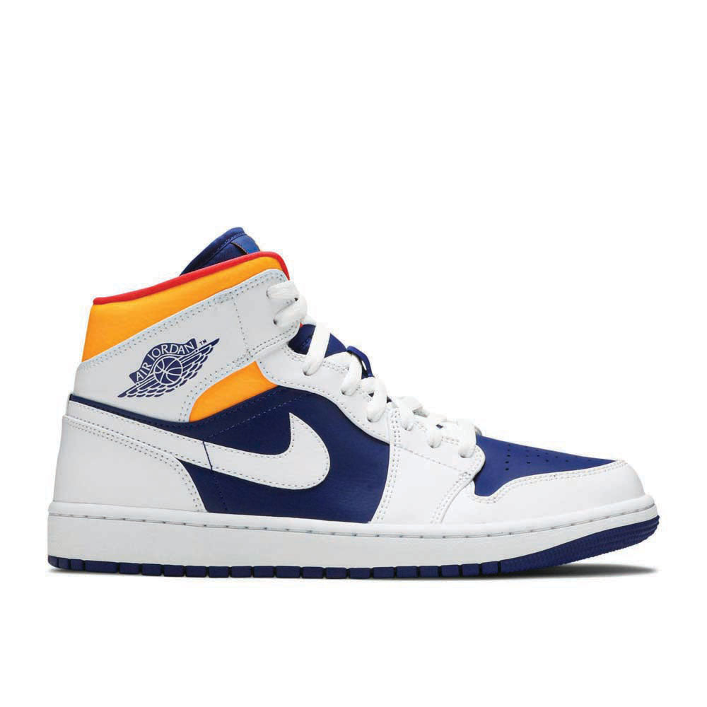 Air Jordan 1 Mid ‘White Deep Royal Blue’ 554724-131 Signature Shoe